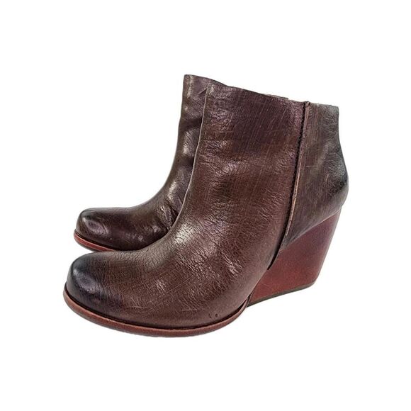 Kork-Ease Natalya High Heel Bootie US 6.5 M Brown Leather Zip Boots - Picture 1 of 10
